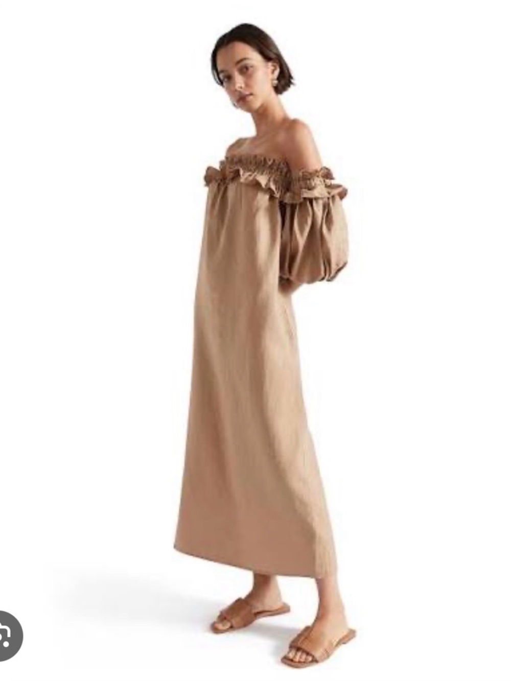Seed Heritage Off Shoulder Ruffle Linen Dress